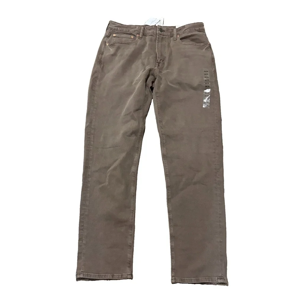 NWT American Eagle Mens 34x34 EasyFlex Slim Straight Dark Brown Jeans Stretch